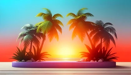 Poster tropical island with trees © Mr.Creast