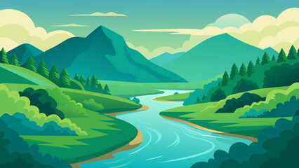 A serene landscape photo of a river surrounded by lush greenery inspiring action to protect our planets waterways.