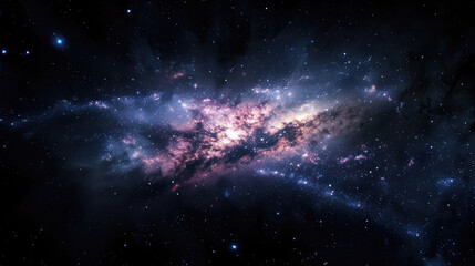 Obraz premium Stunning galaxy scenery background with glowing nebula, showing the beauty of space