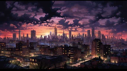 Obraz premium Urban backdrop featuring luminous cityscape