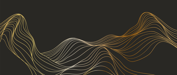Golden Mountain line art illustration. Abstract mountain contemporary aesthetic backgrounds landscapes. use for print art, poster, cover, banner