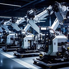 automotive assembly line in car manufacturing progression