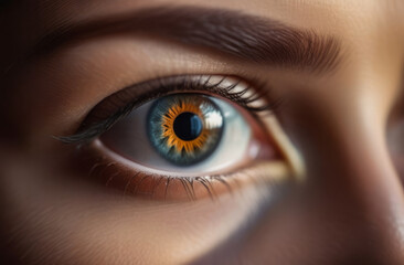 Obraz premium a close-up of a woman's eye. the human pupil. Ophthalmology