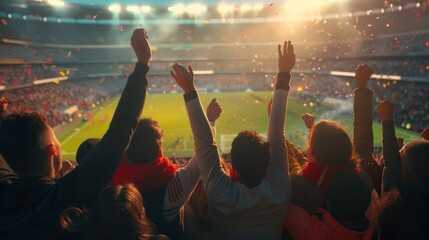 friends cheer at a football match