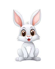 A cuddly white cartoon rabbit with large ears and bright eyes, sitting adorably. Generative AI