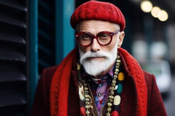 
A Focus on unique accessories like vintage glasses, beads, scarves, and hats that complement the eclectic grandpa look