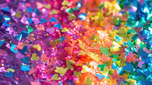 A festive background with confetti in LGBTQ pride colors. - Powered by Adobe