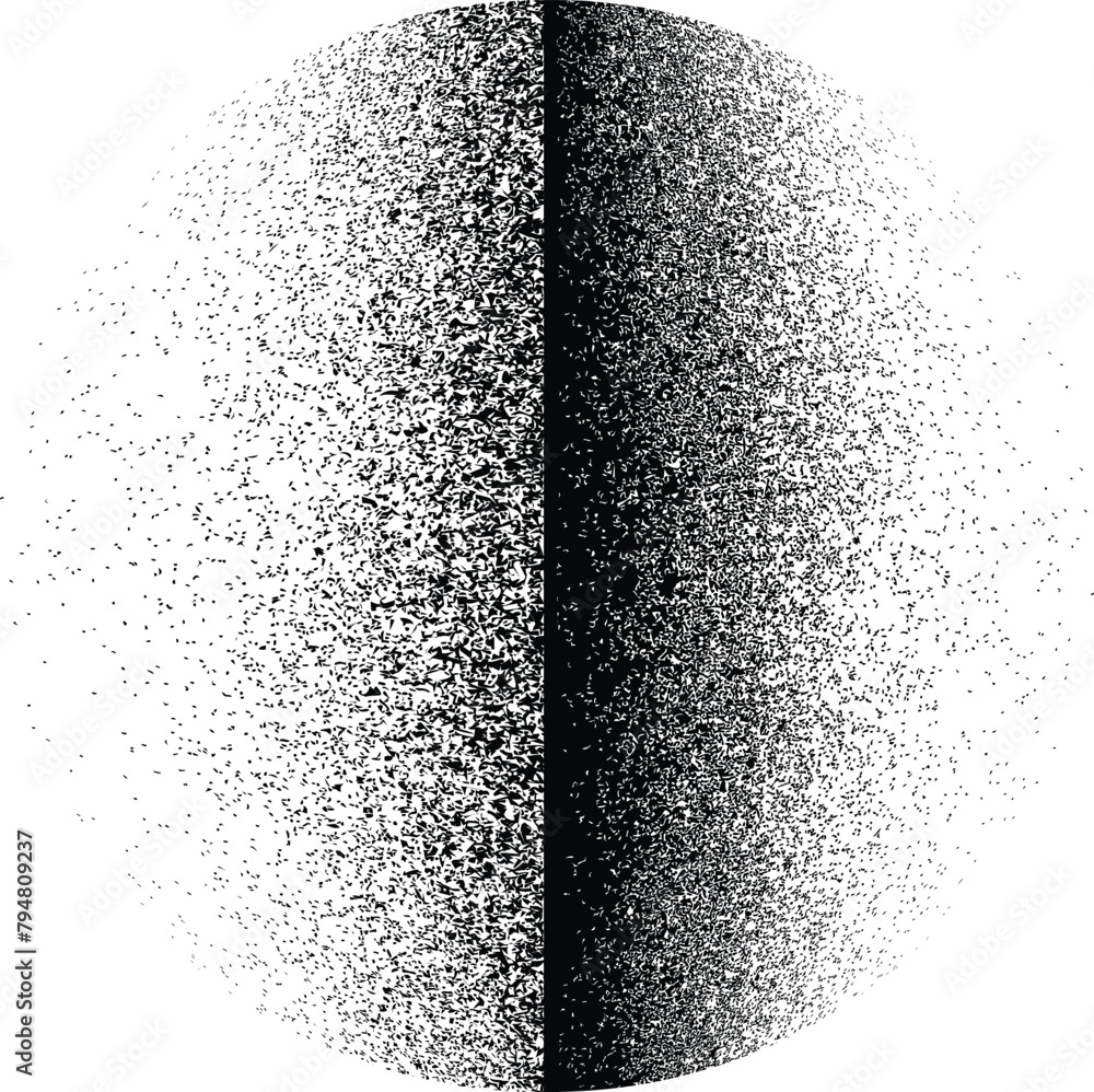 Poster distorted geometric shape . minimal art design . noise destroyed logo . trendy grainy shapes . graph
