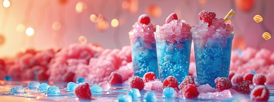 Blue raspberry slushie, vibrant and icy, fun fair scene. Hyperdetailed. Photorealistic. HD. super detailed