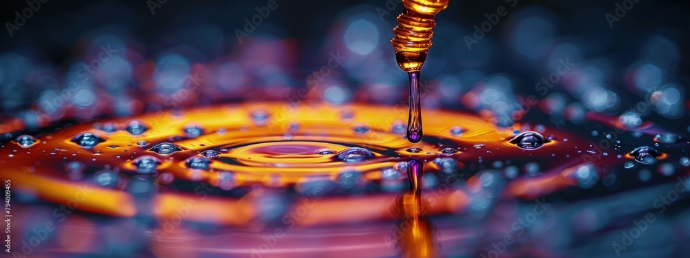 Poster close-up view of a ph meter probe being dipped into a test solution. hyperdetailed. photorealistic. 