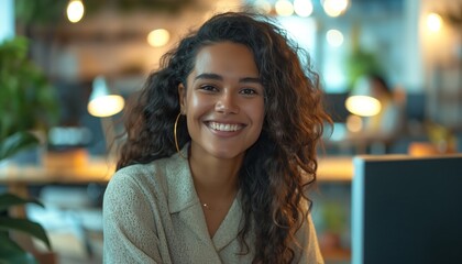 Smiling confident business leader looking at camera and standing in an office at team meeting. Portrait of confident businesswoman with colleagues in boardroom. Using digital tablet during a meeting.