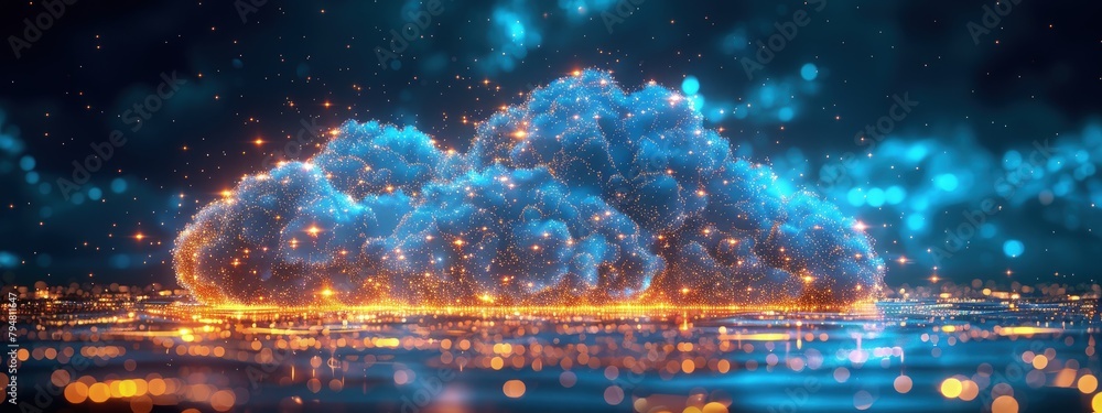 Poster secure and encrypted data storage in a private cloud. hyperdetailed. photorealistic. hd. super detai