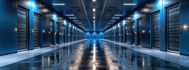 Obraz premium Secure access controls in a corporate data center. Hyperdetailed. Photorealistic. HD. super detailed