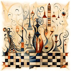 Abstract Chessboard: A chessboard with abstract and surreal elements for a unique twist
