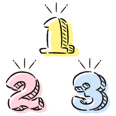 シンプルでおしゃれな1位、2位、3位のランキングパーツセット（カラー）