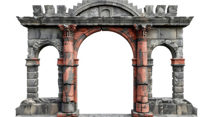 ancient architectural door with stone arcade architecture