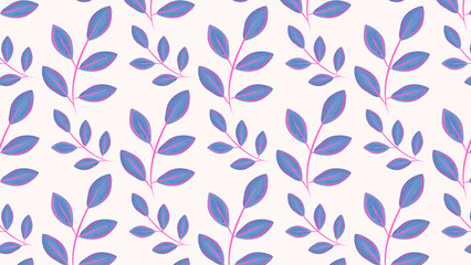 Seamless pattern with branches and leaves. Vector floral background