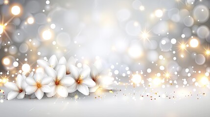 Festive Cherry Blossom Bokeh Background with Sparkling Lights