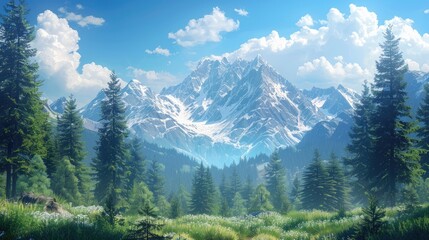 Scenery from the mountains among the trees
