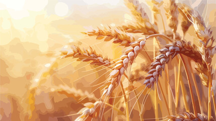 Ripe ears of wheat close up. Selective focus. Vector