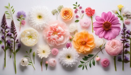 Bouquet of flowers on a white background. Generative AI