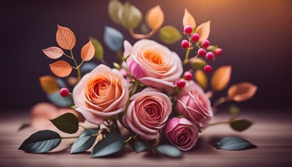 Bouquet of roses. Generative AI