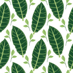 Tropical palm leaves, jungle leaves seamless vector floral pattern background