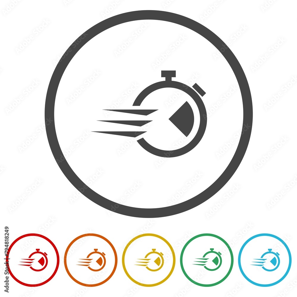 Poster fast time icon. set icons in color circle buttons