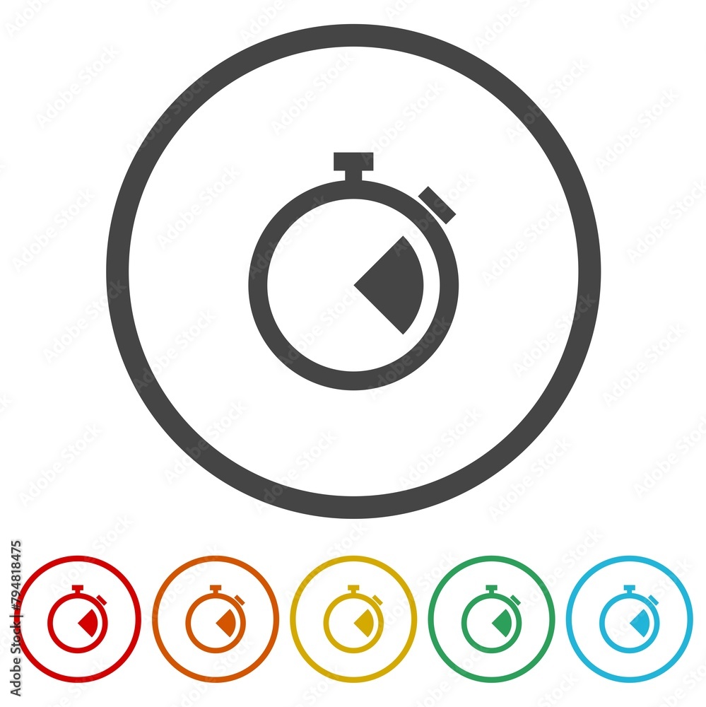 Poster stopwatch icon. set icons in color circle buttons