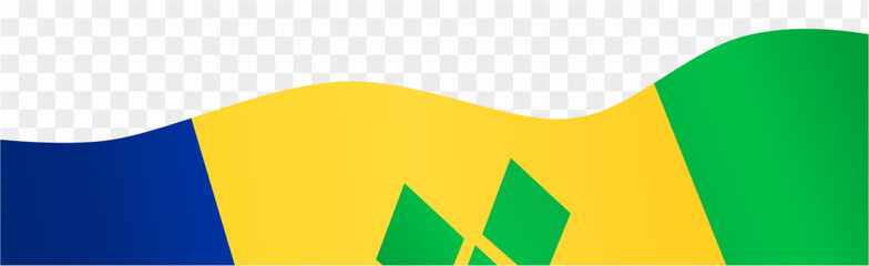 Saint Vincent and the Grenadines flag wave isolated on png or transparent background vector illustration. - obrazy, fototapety, plakaty