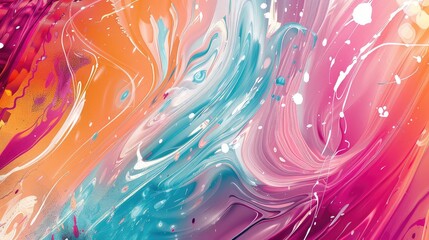 An abstract art wallpaper with swirls, splashes, and brush strokes in friendship colors.