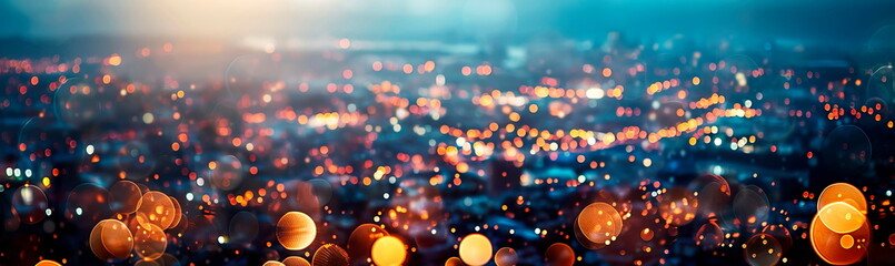 abstract cityscape with bokeh lights representing city lights, abstract background.