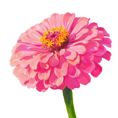 A radiant pink zinnia bloom basks in the sunlight s golden rays standing out elegantly against a transparent background in the garden