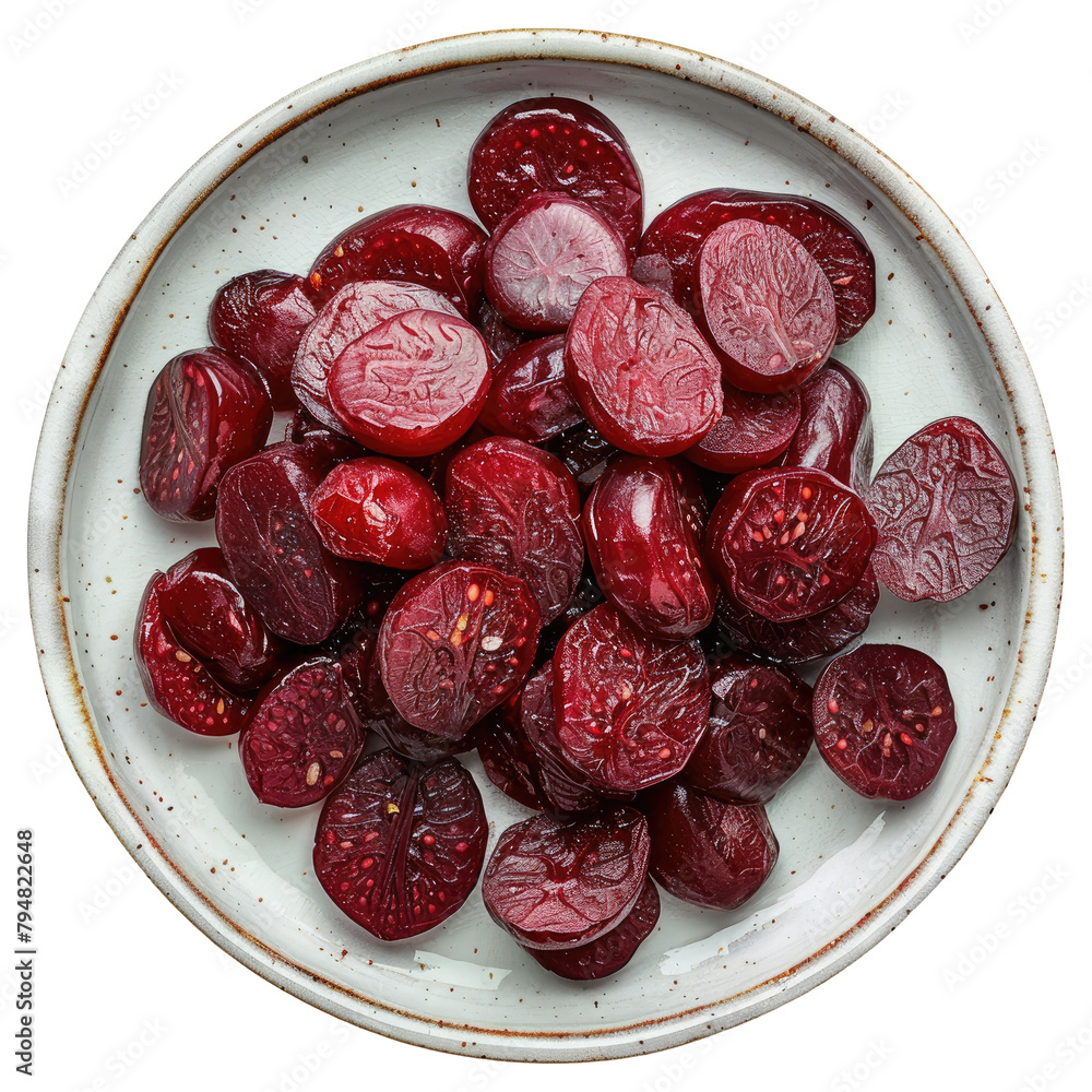 Poster a plate filled with slices of jujube resting on a transparent background