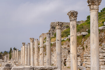 Column ruins in Ephesus Ancient City