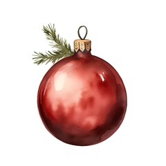 Christmas ball. Watercolor illustration. Isolated on white background.