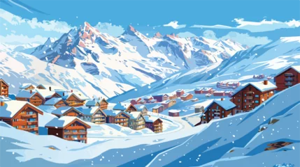 Foto op Canvas Ski resort in winter Alps. Val Thorens 3 Valleys Fran © Nobel