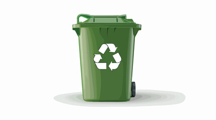 Green Bin with plastic for recycling. Vector concept