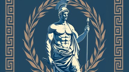 Hermes an Olympian deity in ancient Greek religion and mythology considered the herald of the gods. The protector of human heralds, travelers, thieves, merchants, and orators. - obrazy, fototapety, plakaty