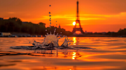 Water splash in Paris. - obrazy, fototapety, plakaty