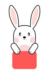 Rabbit sticker with a sign