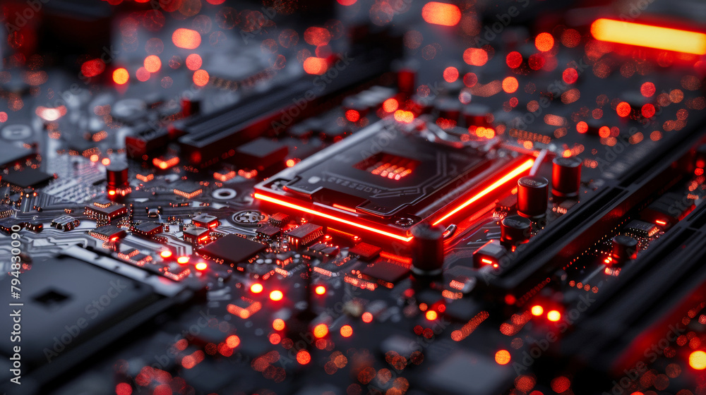 Poster a generic abstract high tech computer hardware closeup