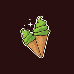 Ice cream vector illustration set isolated on brown background. With chocolate flavor. Suitable for stickers or printed on t-shirts