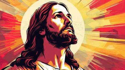 Jesus Christ, Jesus of Nazareth a first century Jewish preacher and religious leader. He is the central figure of Christianity, the world largest religion - obrazy, fototapety, plakaty