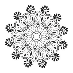Elegant Simple Mandala line Drawing for print or use as Embroidery design