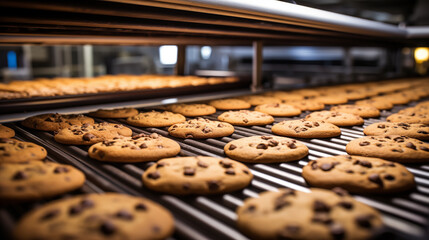 Naklejka na ściany i meble Production cookie in factory, photo shot