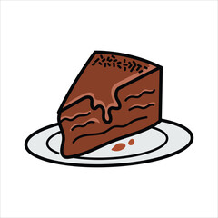 chocolate cake vector illustration isolated on white background.