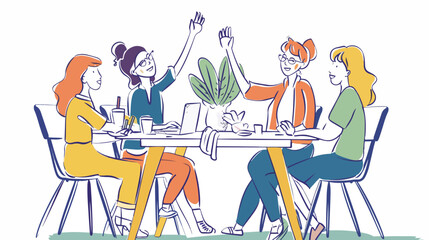 Successful women doing a high five in a meeting Hand