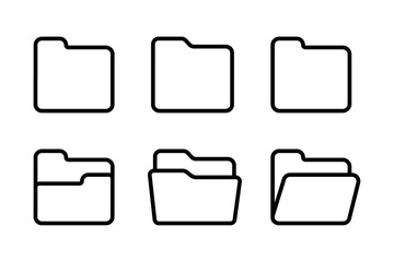 Open and closed folders outline icon set