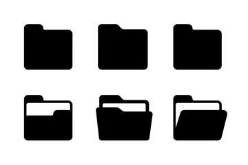 Open and closed folders flat icon set